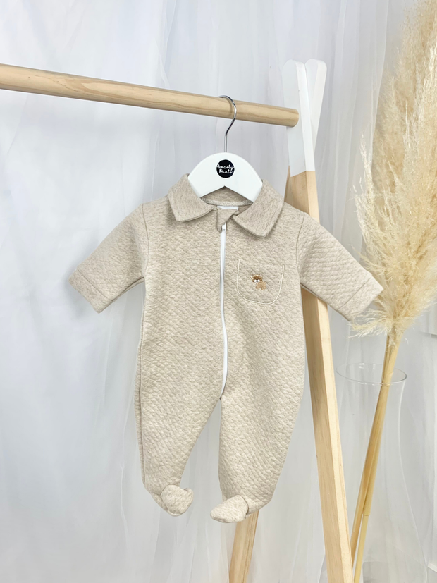 Baby Boy Teddy Zip Sleepsuit - 2 Colours