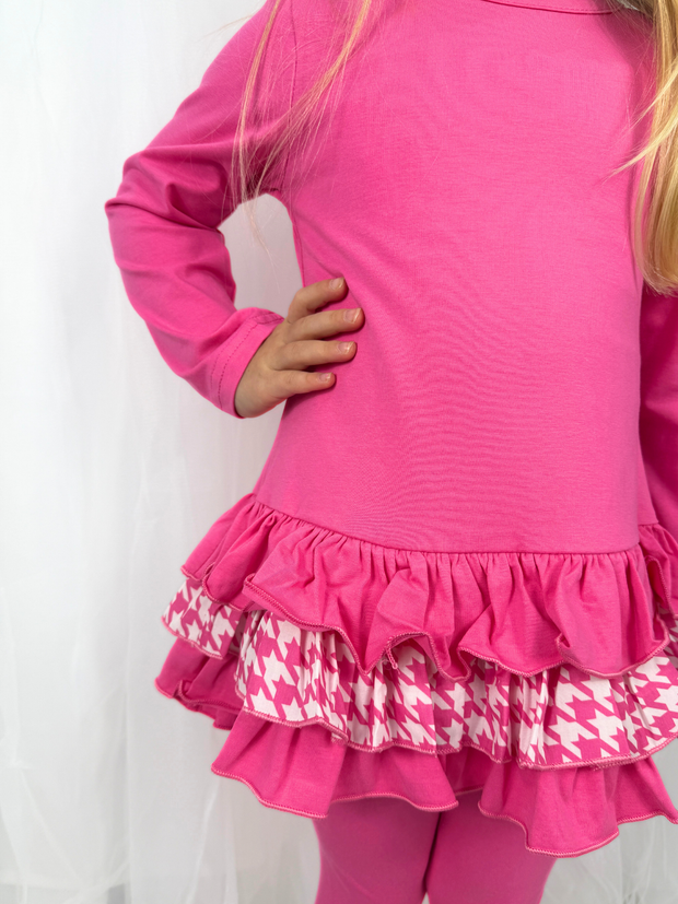 Girls 'Fran' Frill Hem Legging Set (18M - 8Y) - Hot Pink