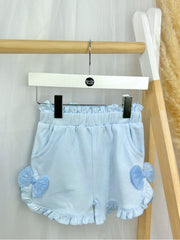 Mintini Toddler Girl White & Blue Short Set