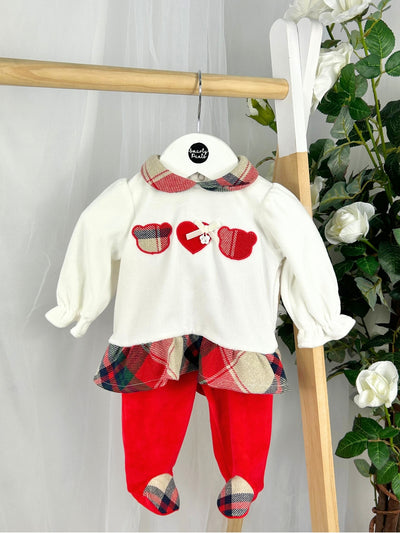 Deolinda Girls Christmas Tartan Top & Bottoms (1M-6M)