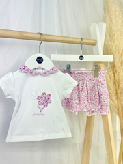 iDo Baby Girl White & Lilic Short Set