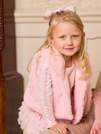 Caramelo Kids Girls Pink Faux Fur Gilet (1Y- 6Y)