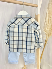 Mintini Toddler Boy Blue Check Shirt & Trousers