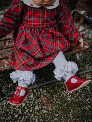 Baby Girls Festive Tartan Dress With Collar (3M-18M) - Red