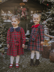 Girls Red Tartan Dress & Handbag Set (9M-4Y)