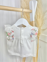 Mintini Baby Girl White Floral Short Set