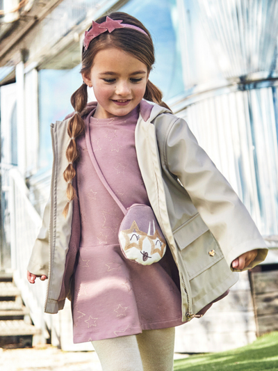 Mayoral Junior Girl Pink Dress With Matching Bag