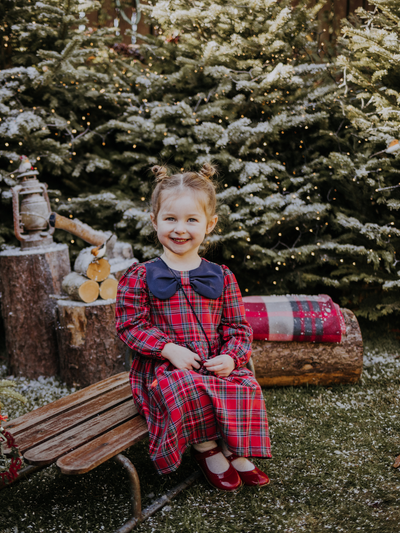 Girls Red Tartan Dress & Handbag Set (9M-4Y)