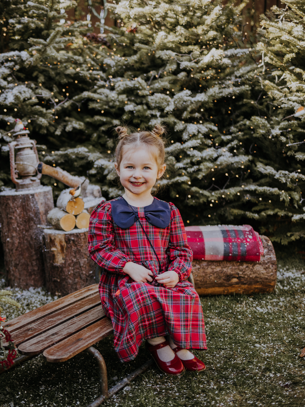 Girls Red Tartan Dress & Handbag Set (9M-4Y)