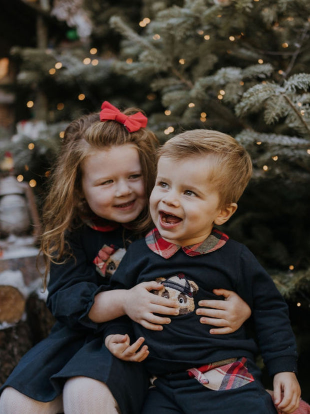 Deolinda Girl Navy Teddy Dress (6M-5Y)