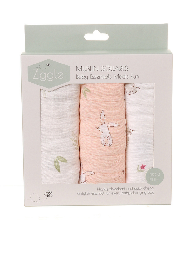 Baby Girl Muslin 3 Pack - Bunnies