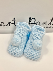 Knitted Pom Pom Booties - 2 Colours