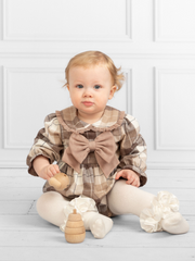 Caramelo Kids Girls Woven Check Romper with Bow