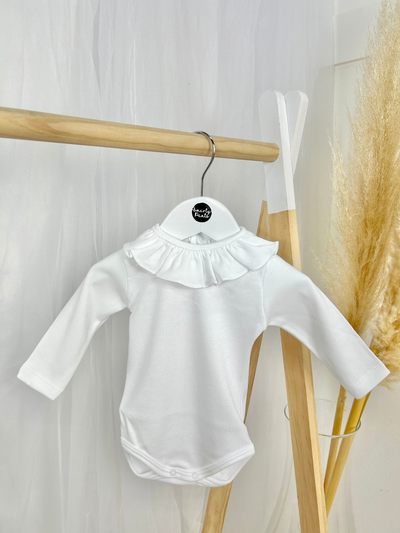 Calamaro White Plain Long Sleeve Frill Vest