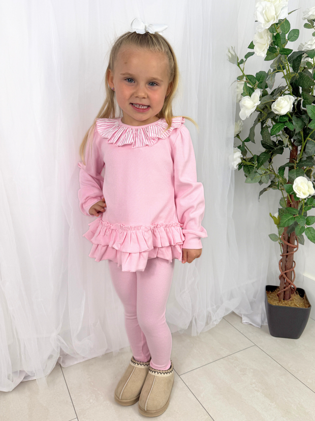 Girls 'Leah' Frilly Legging Set (12M - 8Y) - Pink