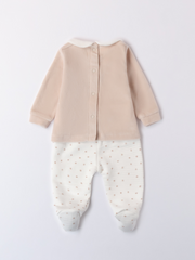 iDo Baby Girl Neutral Outfit Set With Flower Detail