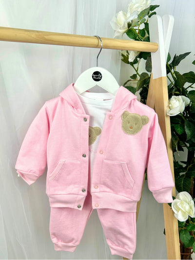 Girls Pink Teddy Outfit Set (3M-18M)