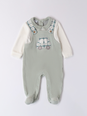 iDo Baby Boy Sage Car Dungaree Babygrow