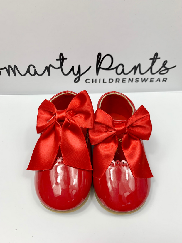 Girls Red 'Kylie' Bow Shoes