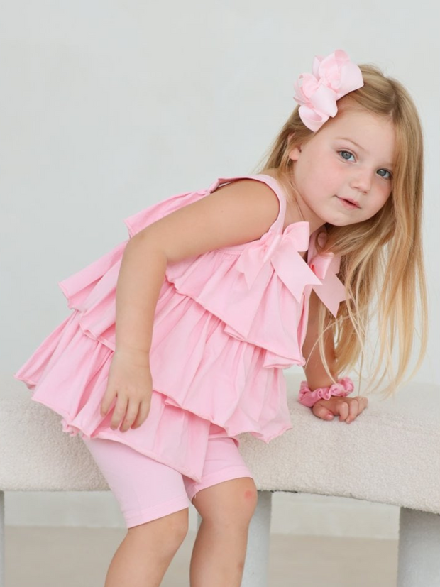 Girls 'Ava' Frilly Short Set - Pink