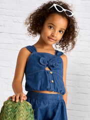 Mayoral Junior Girl Denim Tie Front Top