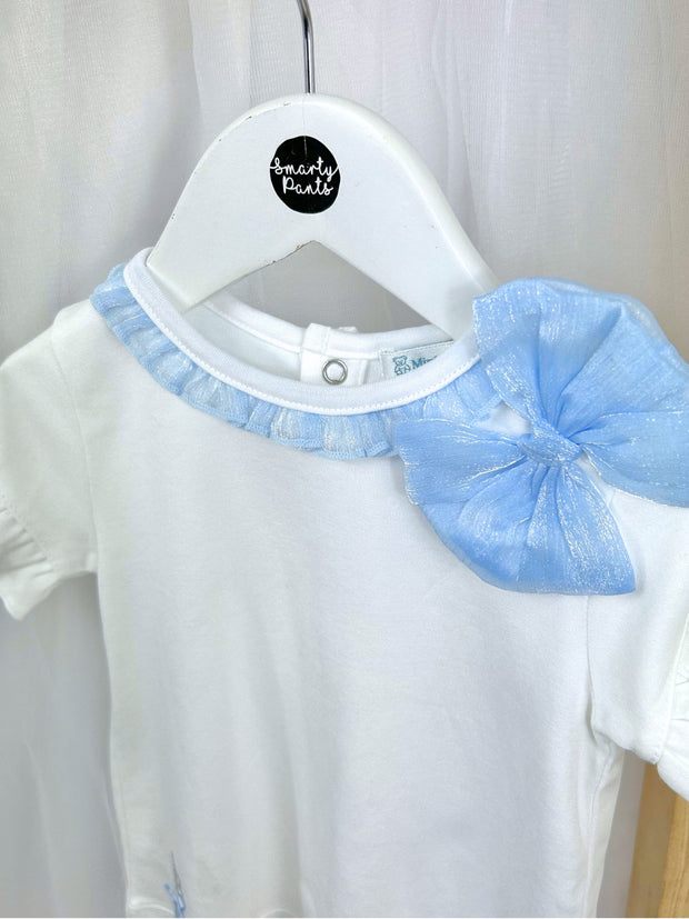 Mintini Toddler Girl White & Blue Short Set