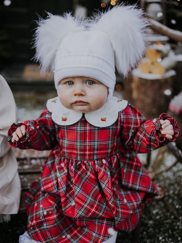 Baby Girls Festive Tartan Dress With Collar (3M-18M) - Red