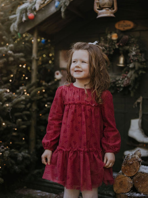 Mayoral Junior Girl Red Tulle Sparkly Dress (3Y-8Y)