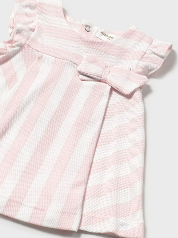 Mayoral Baby Girl Striped Dress With Bow - 2 Colours