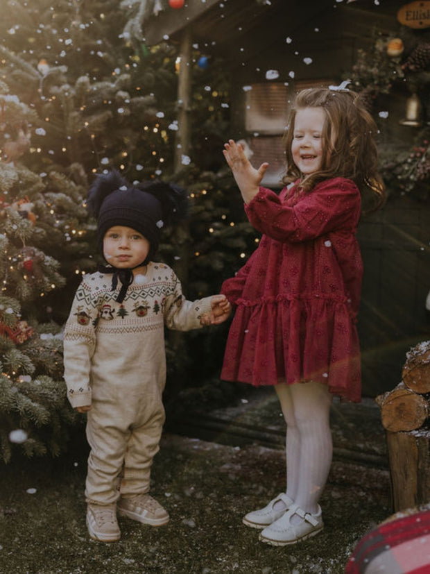 Name It Babys Beige Knitted Christmas Babygrow (0M-18M)