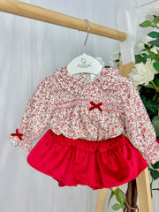 Deolinda Girls 'Sarah' Red Top & Bloomers Set (3M-24M)