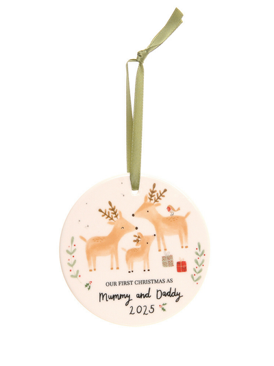 'Our First Christmas as Mummy & Daddy 2025' Reindeer Ceramic Ornament