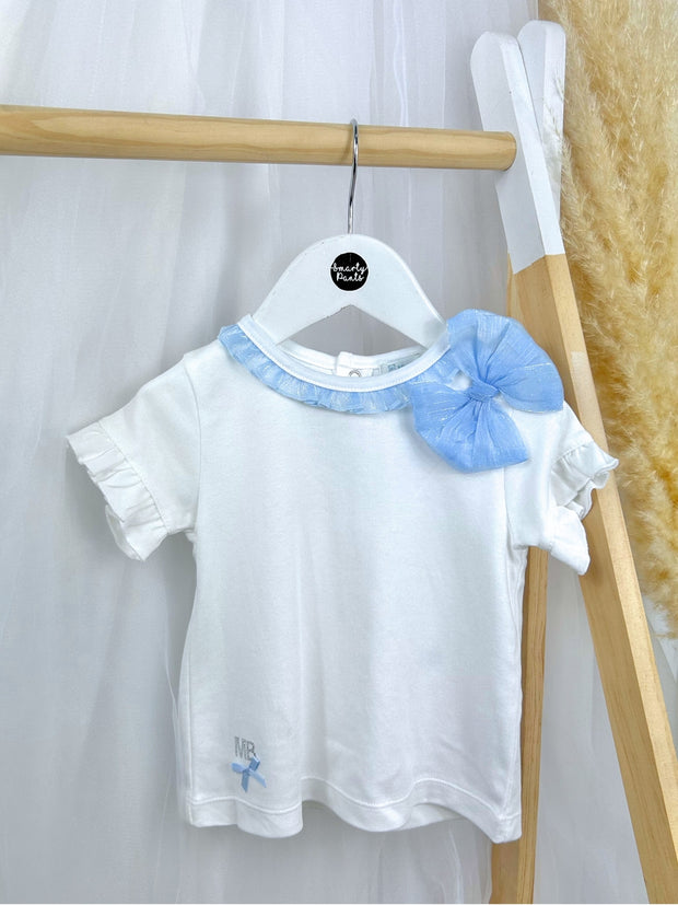 Mintini Toddler Girl White & Blue Short Set