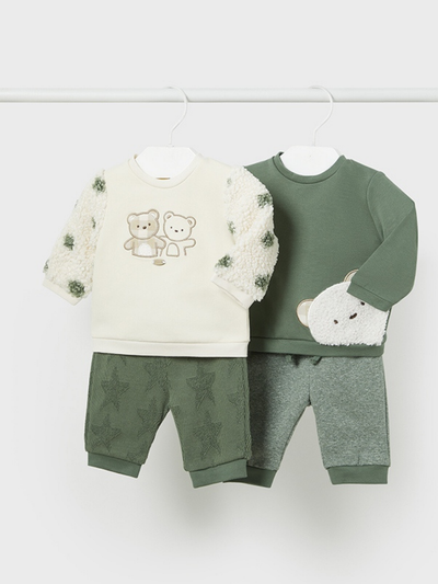 Mayoral Baby Boy 2 Pack Teddy Outfit Sets - Khaki/Cream