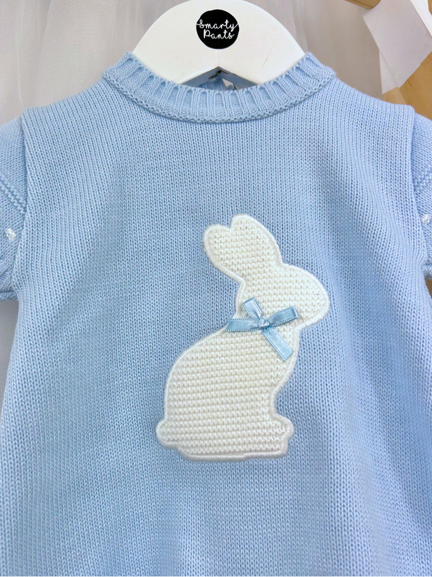 Blue Knitted Bunny Romper