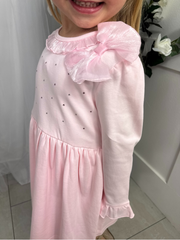 Mintini Girls Pink Diamante Bow Dress (12M - 5Y)