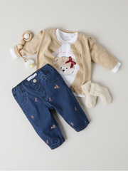 Name It Baby Girls Floral Denim Jeans (1M-18M)