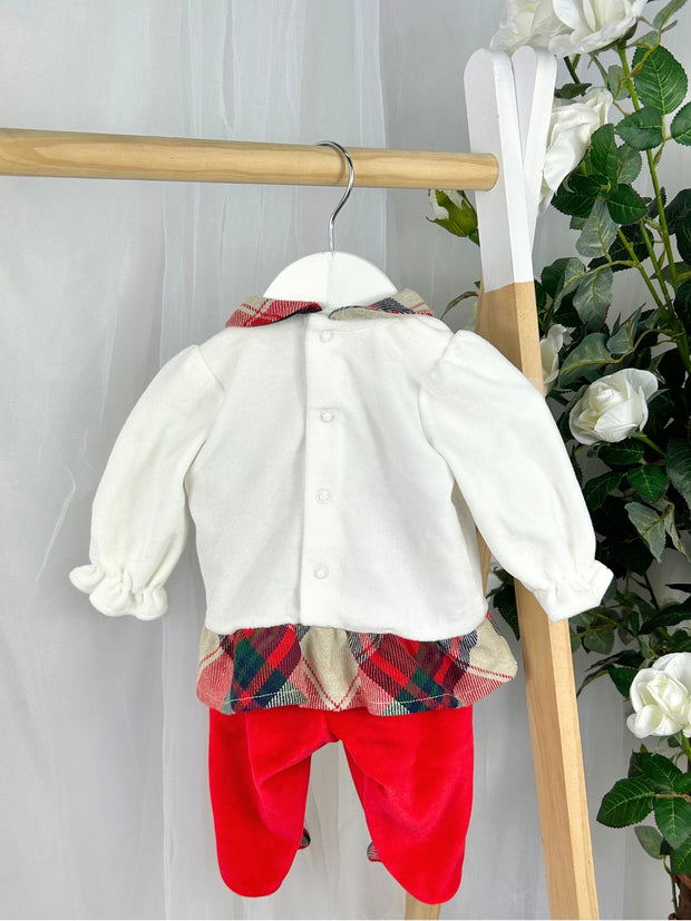 Deolinda Girls Christmas Tartan Top & Bottoms (1M-6M)
