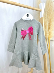 iDo Girls Grey Dress With Bow