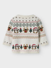 Name It Babys Beige Knitted Christmas Jumper (0M-18M)
