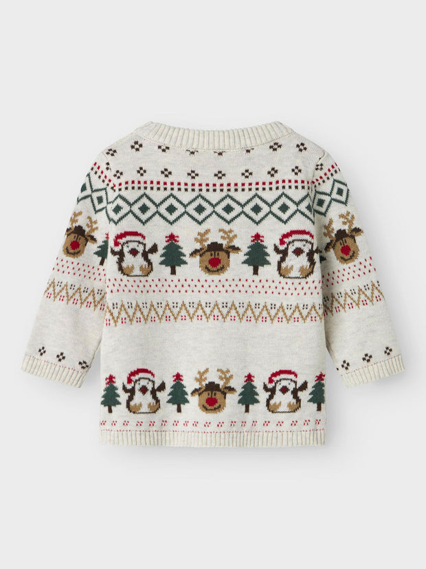 Name It Babys Beige Knitted Christmas Jumper (0M-18M)
