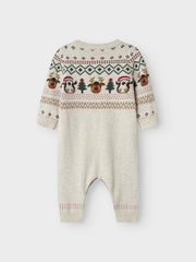 Name It Babys Beige Knitted Christmas Babygrow (0M-18M)