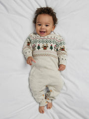 Name It Babys Beige Knitted Christmas Babygrow (0M-18M)