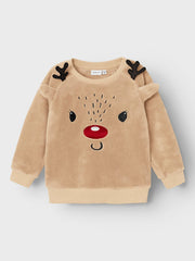 Name It Beige Fluffy Christmas Jumper (18M-6Y)