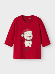 Name It Babys Red Snowman Top (0M-18M)