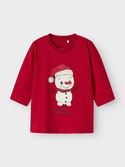 Name It Babys Red Snowman Top (0M-18M)