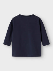 Name It Babys Navy Reindeer Top (0M-18M)