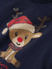 Name It Babys Navy Reindeer Top (0M-18M)