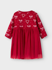 Name It Baby Girls Red Candy Cane Tulle Dress (0M-18M)