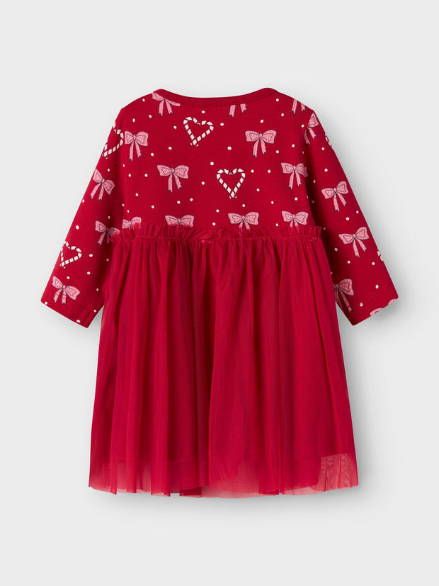 Name It Baby Girls Red Candy Cane Tulle Dress (0M-18M)